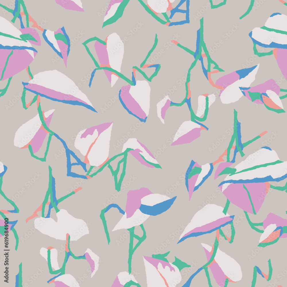 Vector contemporary art leaf illustration seamless repeat pattern