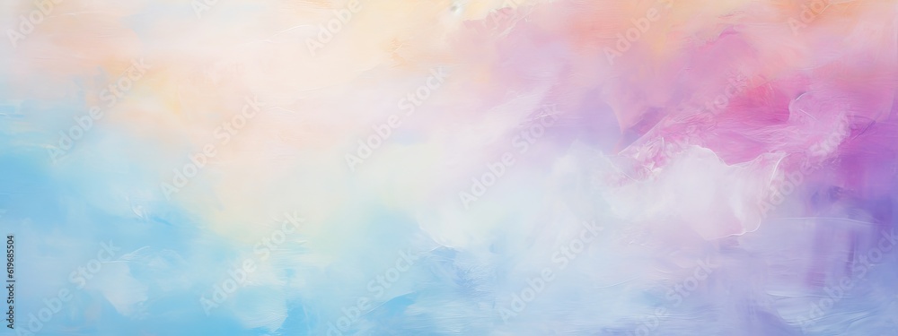 Abstract pastel color stain brushstroke background banner illustration - Pink blue art oil and acrylic smear blot canvas painting wall texture pattern (Generative Ai)
