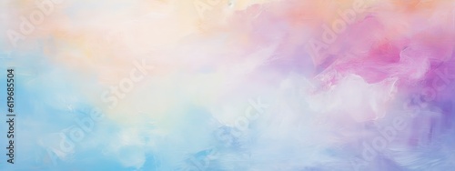 Abstract pastel color stain brushstroke background banner illustration - Pink blue art oil and acrylic smear blot canvas painting wall texture pattern  Generative Ai 