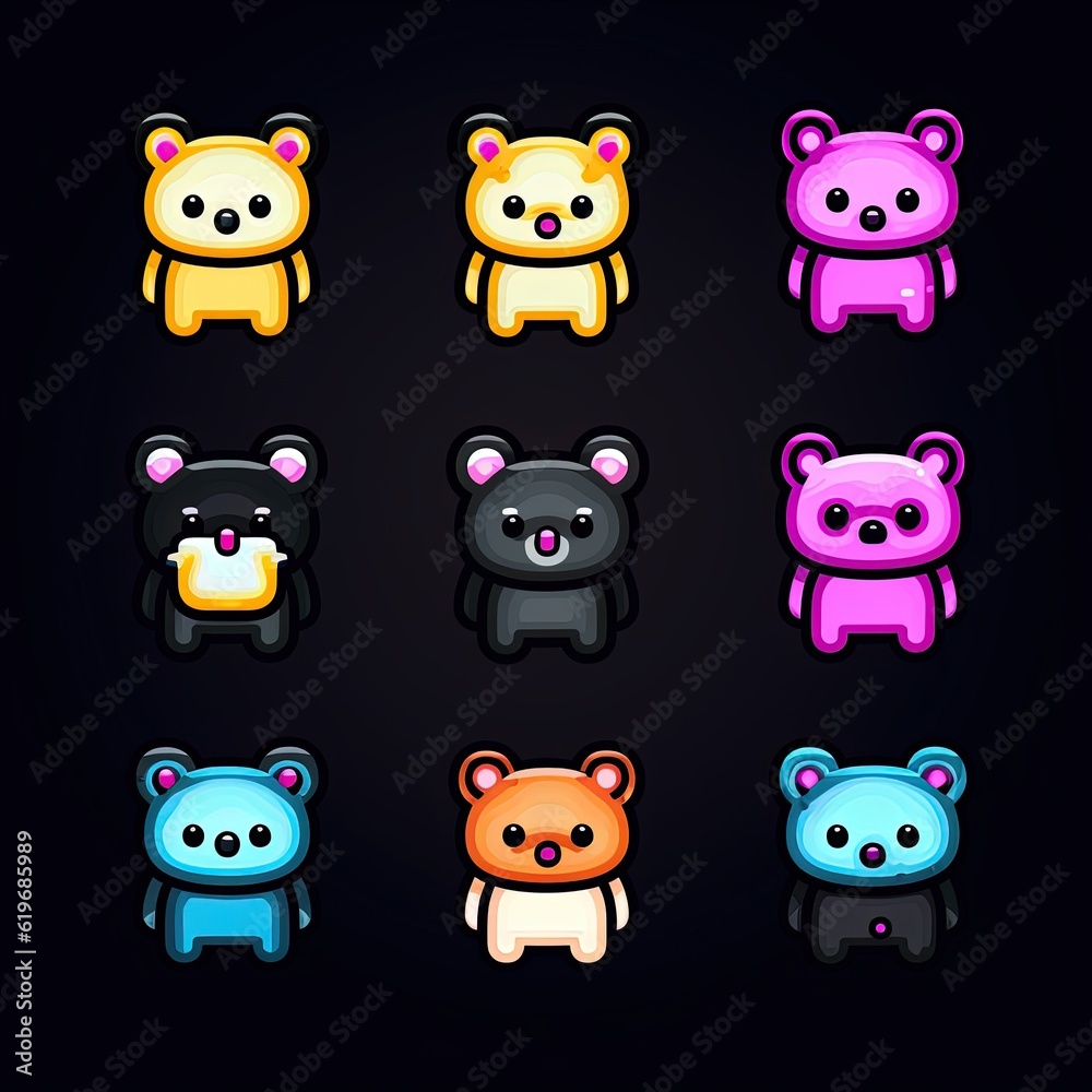 set of pixel cute bear for games ai generated set of pixel cute bear for games ai generated