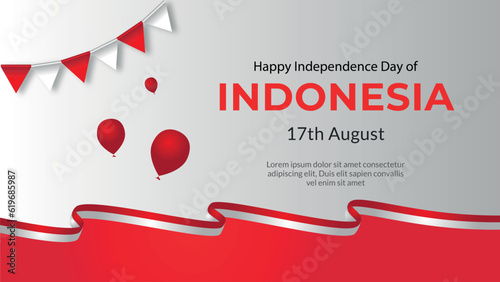 78th years 17 august indonesia independence day banner, Indonesian flag raising illustration. Terus Melaju Untuk Indonesia Maju translates to Keep going for Advanced Indonesia