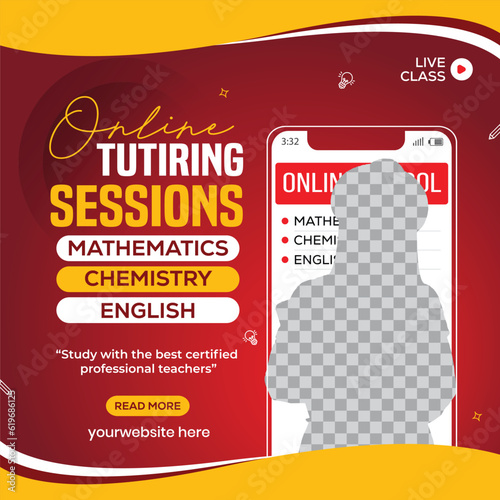 Online tutoring social media post design template