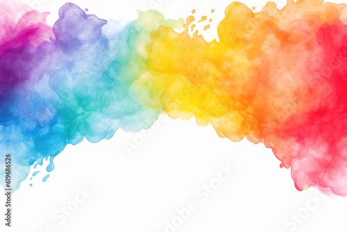 Rainbow watercolor banner white background