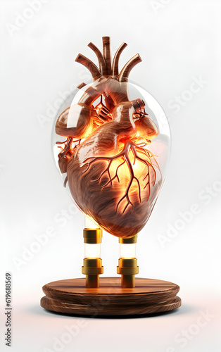 glass 3d human heart