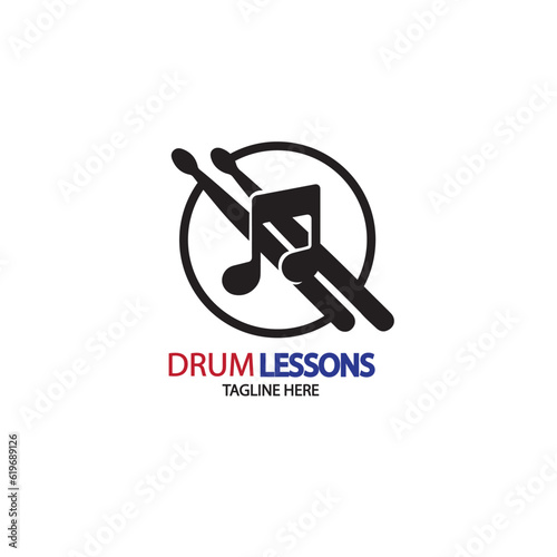 design logo stick drum with musical tone vector illustration