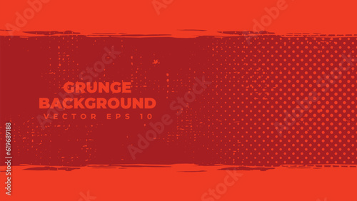 Abstract grunge background vector with paint brush effect, dirty red banner with copy space area