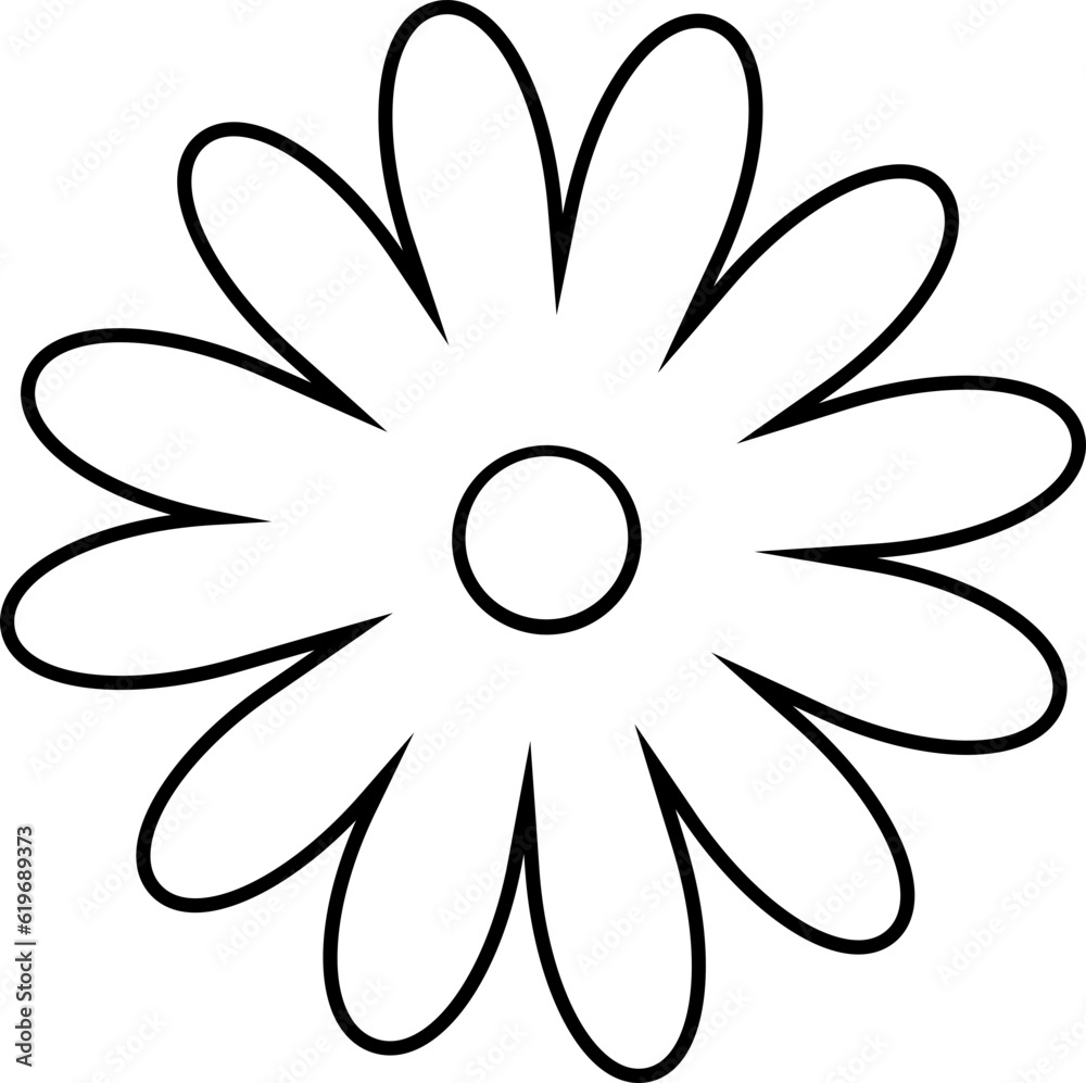 Flower Outline. Flower Outline Illustration. Flower Icon. Flower Symbol. Flower Outline Isolated on White Background. Vector illustration. Elements for design.