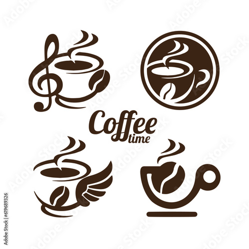 design logo set coffee cup vector illustration
