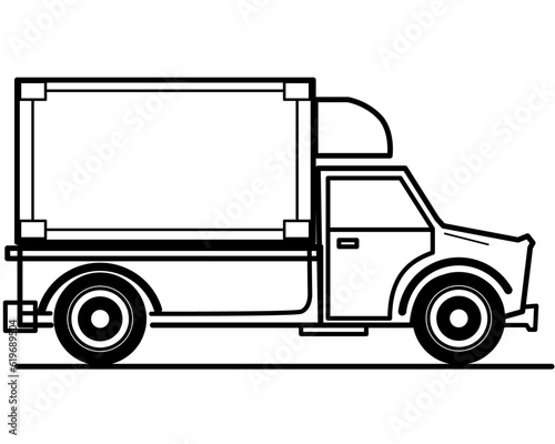 freight van ,business concepts for the construction sector that feature flat designs and line art icons.