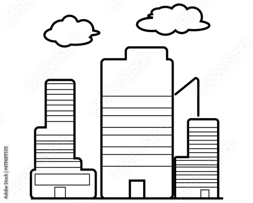 commercial district in the city ,business concepts for the construction sector that feature flat designs and line art icons.