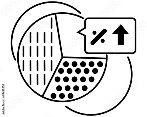 circle of market share ,business concepts for the construction sector that feature flat designs and line art icons.