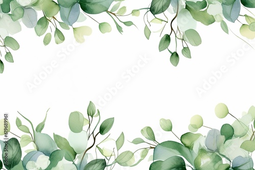 Wallpaper Mural Watercolor Eucalyptus Leaves Frame ,Botanical Wedding Stationery Torontodigital.ca