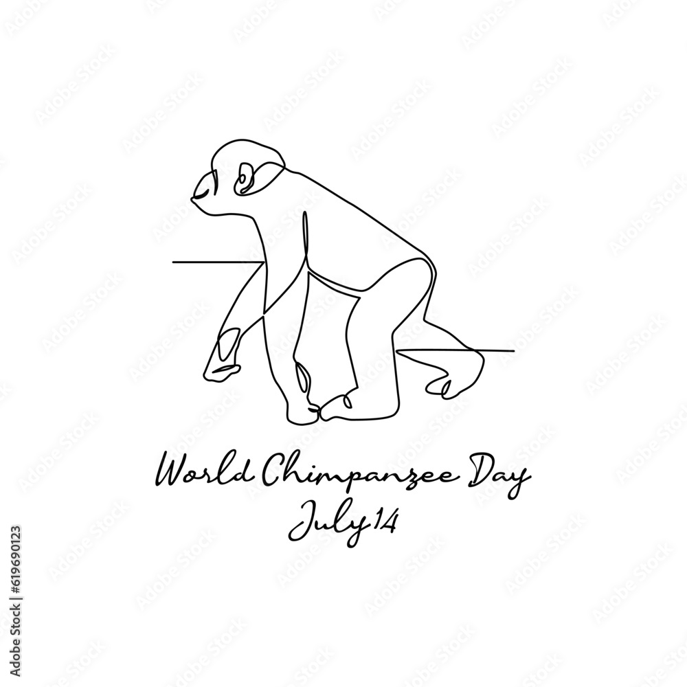 Obraz premium line art of world chimpanzee day good for world chimpanzee day celebrate. line art. illustration.