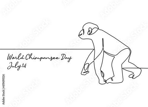 line art of world chimpanzee day good for world chimpanzee day celebrate. line art. illustration.