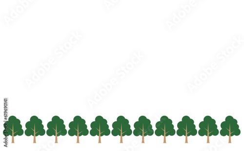 広葉樹の街路樹ラインフレームデザイン