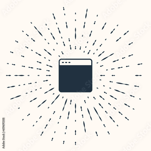 Grey Browser window icon isolated on beige background. Abstract circle random dots. Vector
