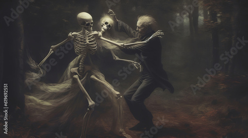 angel with a cross, dancing with the dead, generative ai