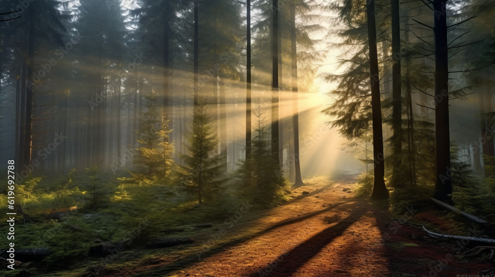 misty morning in the forest,morning with fog in a forest, generative ai misty morning in the forest,morning with fog in a forest, generative ai