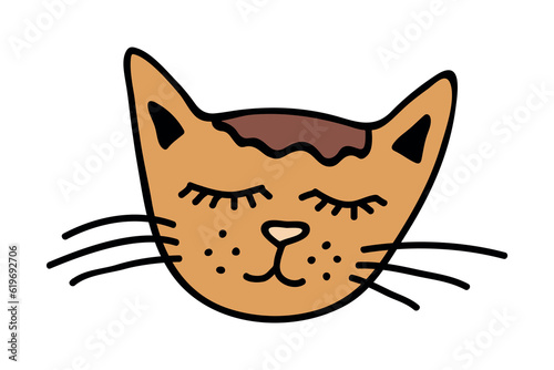 Hand drawn cat muzzle clipart. Cute pet face doodle
