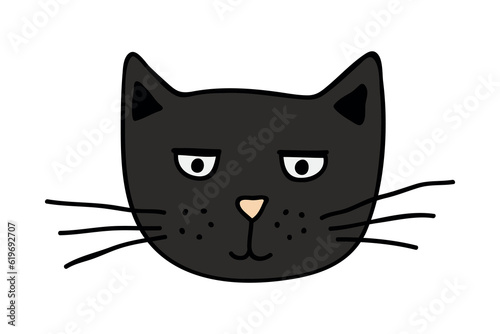 Hand drawn cat muzzle clipart. Cute pet face doodle