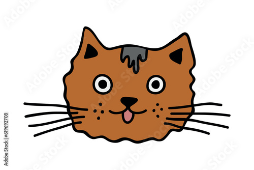 Hand drawn cat muzzle clipart. Cute pet face doodle