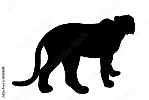 simple vector silhouette tiger or big deer, isolated on white
