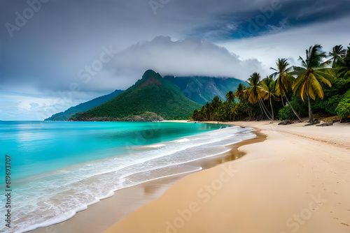 beach with palm trees © MuhammadAshir