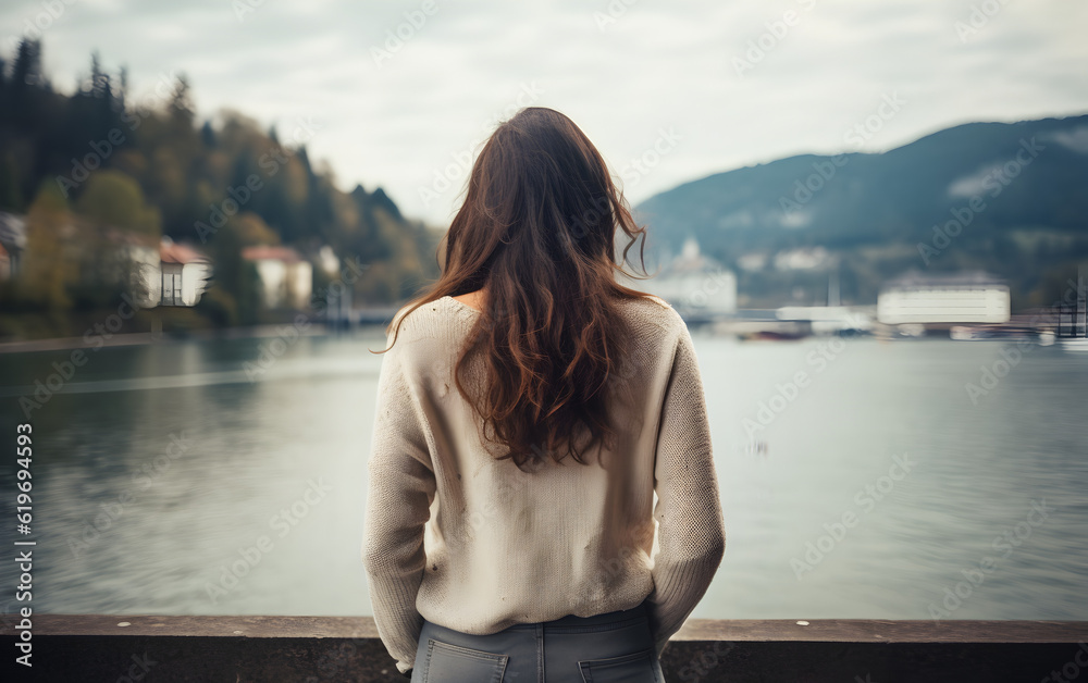 woman standing on the view woman standing on the view