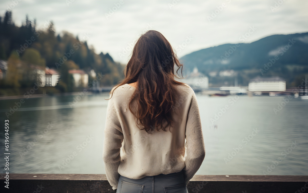 woman standing on the view