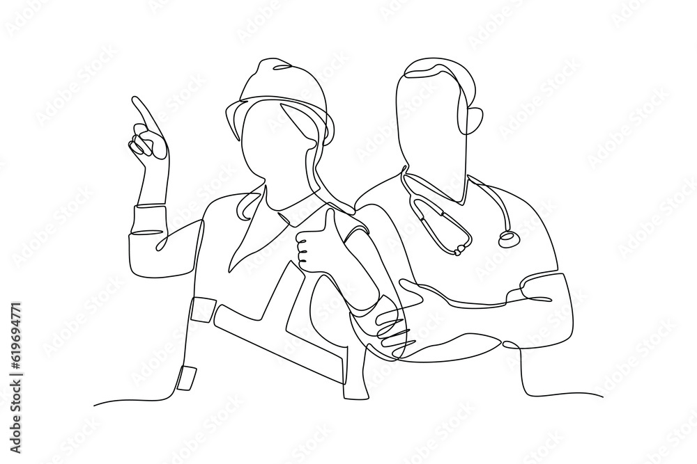 Continuous one line drawing Labor Day concept. Single line draw design vector graphic illustration. Continuous one line drawing Labor Day concept. Single line draw design vector graphic illustration.