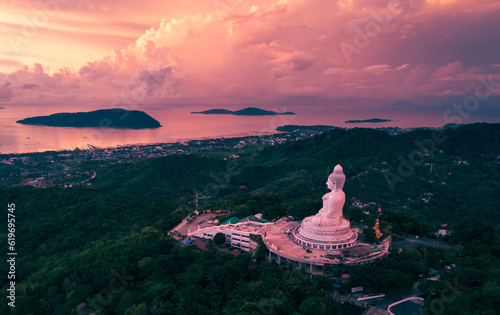 Phuket Big Buddha, or The Great Buddha of Phuket, is a seated Maravija Buddha statue in Phuket, Thailand. The official name is Phra Phutta Ming Mongkol Eknakiri. photo