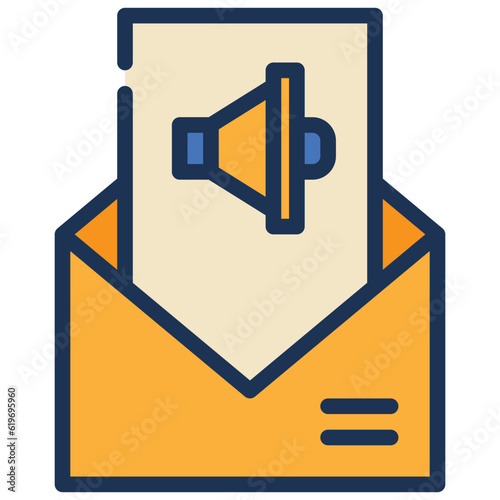 letter advertisement horn megaphone loud mail message envelope icon filled outline