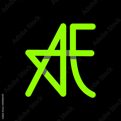 AE Letter Initial Logo Design Template Vector Illustration. Light Green Typography on Black Background