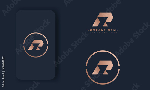 Initial Letter And Number Logo, R And 1, R1, 1R, Negative Gold Black Background