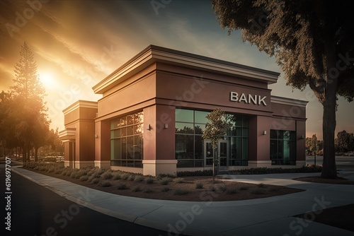 generic American bank in the United States of America. It symbolizes stability, security, and the importance of the banking industry to the US economy in the Silicon Valley. AI-Generated photo