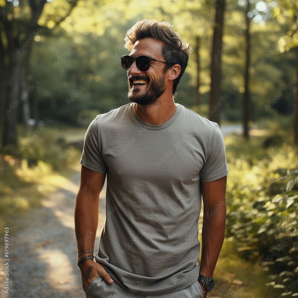 Illustration of a fashion portrait with plain t-shirt mockup , AI Generated Illustration of a fashion portrait with plain t-shirt mockup , AI Generated