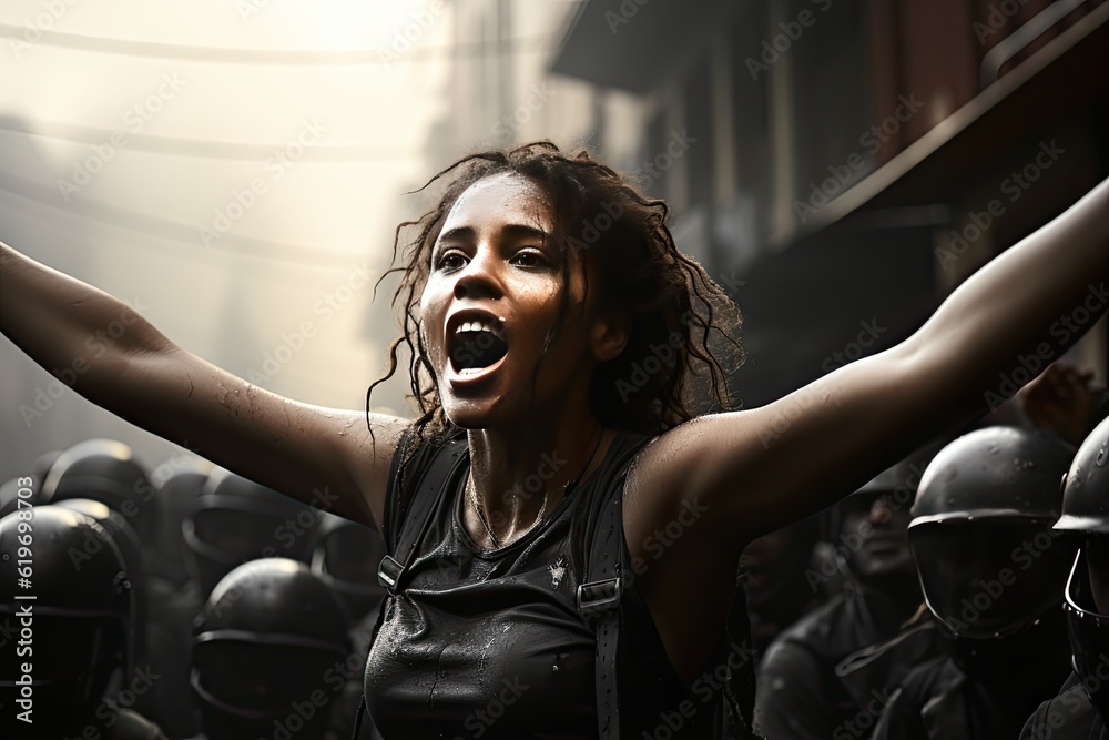 Disorder and protests unfolding on the bustling streets of a metropolis Disorder and protests unfolding on the bustling streets of a metropolis