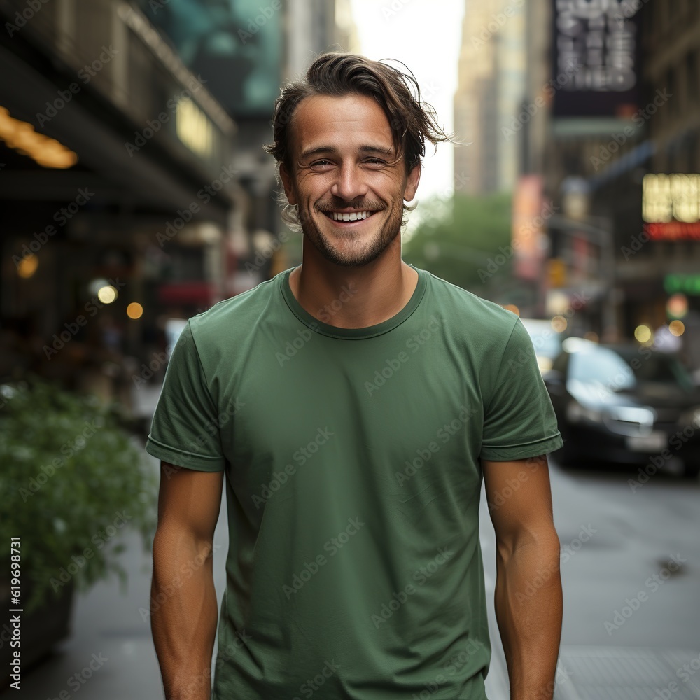 Illustration of a fashion portrait with plain t-shirt mockup , AI Generated Illustration of a fashion portrait with plain t-shirt mockup , AI Generated