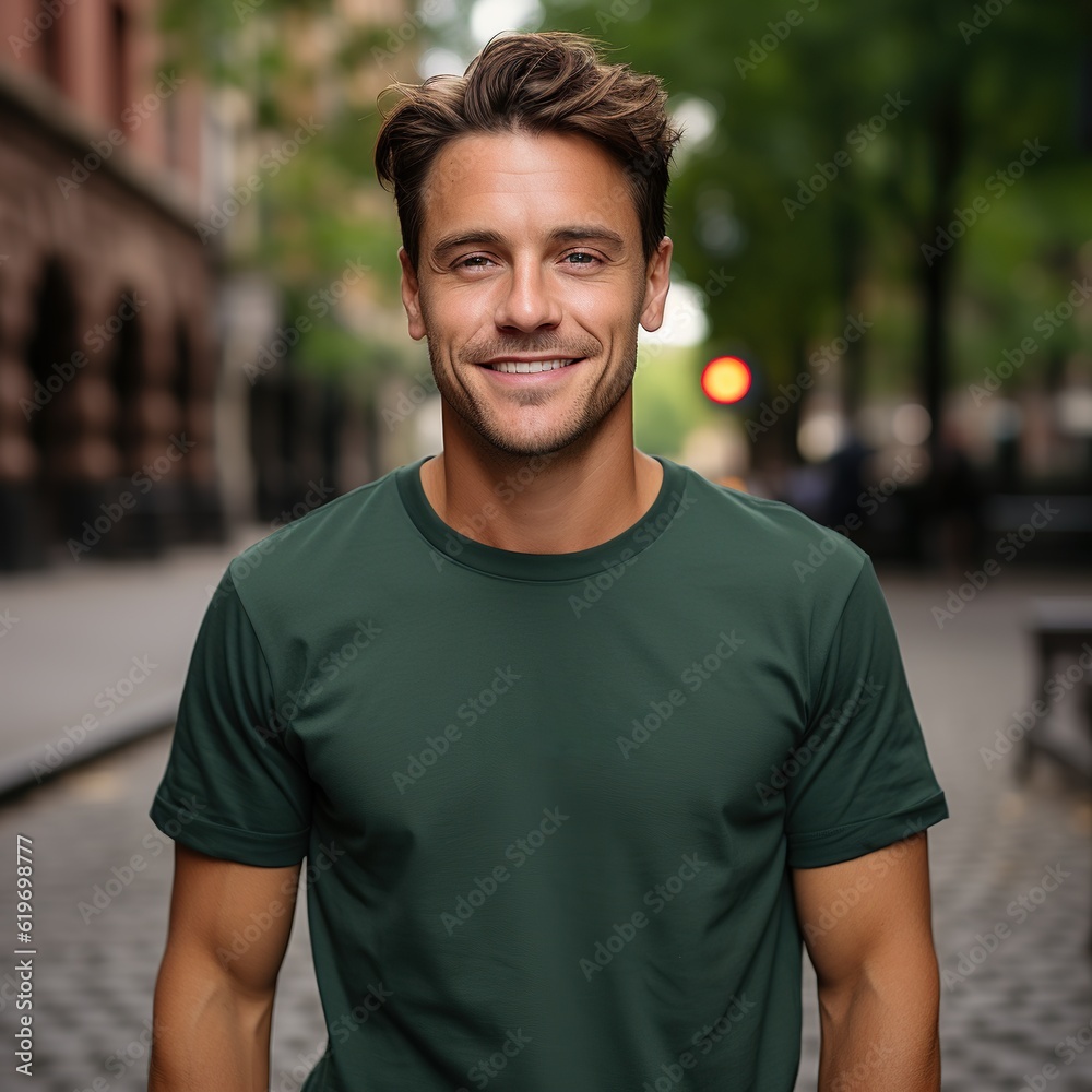 Illustration of a fashion portrait with plain t-shirt mockup , AI Generated Illustration of a fashion portrait with plain t-shirt mockup , AI Generated