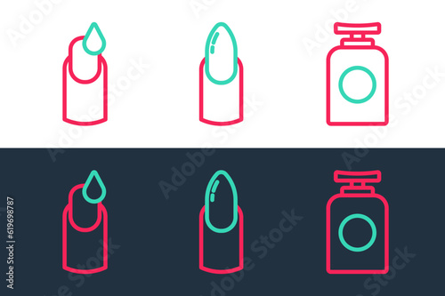 Set line Tube of hand cream  Manicure and Nail manicure icon. Vector