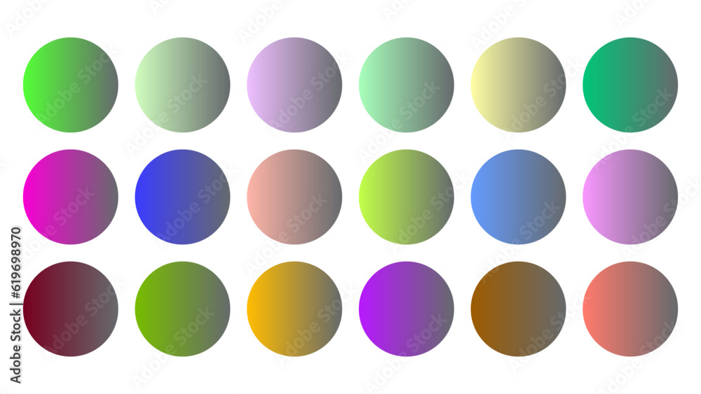 Colorful Nevada Color Shade Linear Gradient Palette Swatches Web Kit Circles Template Set