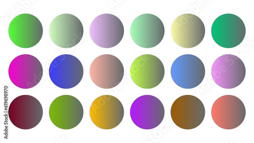 Colorful Nevada Color Shade Linear Gradient Palette Swatches Web Kit Circles Template Set