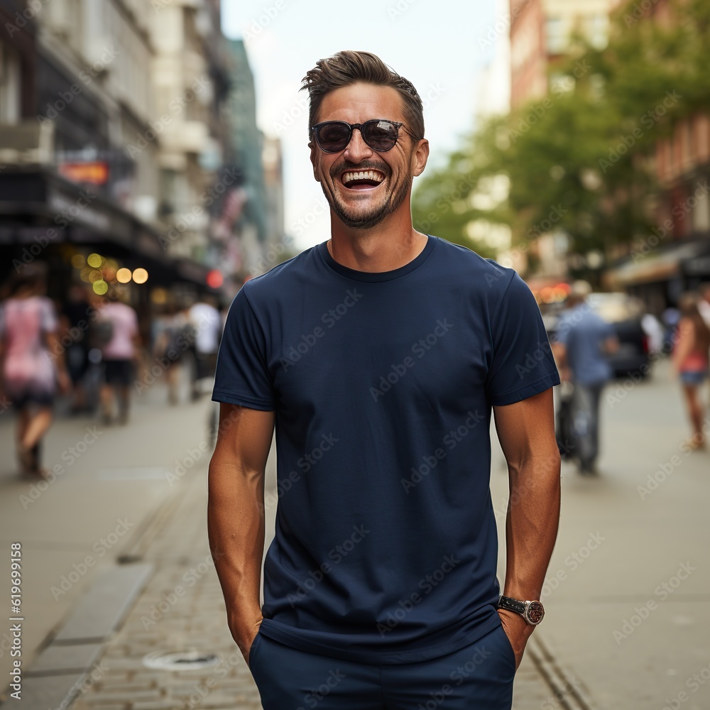 Illustration of a fashion portrait with plain t-shirt mockup , AI Generated Illustration of a fashion portrait with plain t-shirt mockup , AI Generated