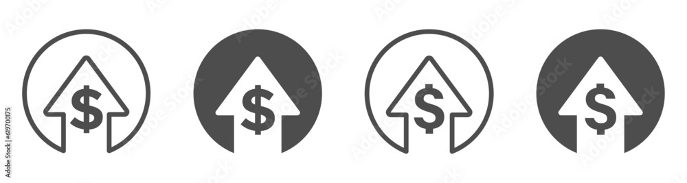 Cost increase vector flat graphic icons. Trendy cost increase signs