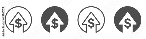Cost increase vector flat graphic icons. Trendy cost increase signs