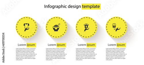 Set Clothes donation, Donation food, Shelter for homeless and Blood. Business infographic template. Vector