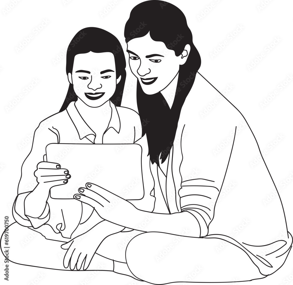 Fototapeta premium Mother's Line Art
