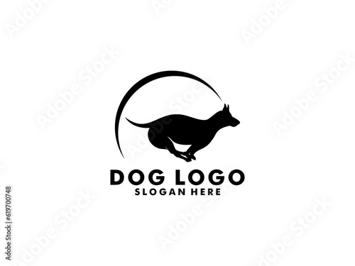 Dog logo vector, simple minimal dog care logo design, silhouette dog logo