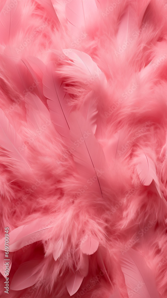 pink feathers background, pink fluffy feathers on a pink background, generative ai