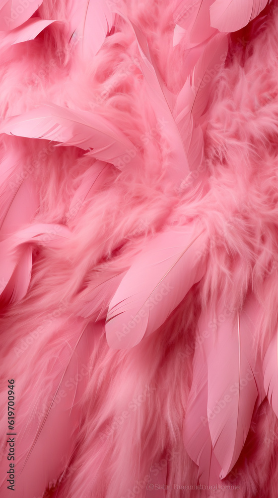 pink feathers background, pink fluffy feathers on a pink background, generative ai